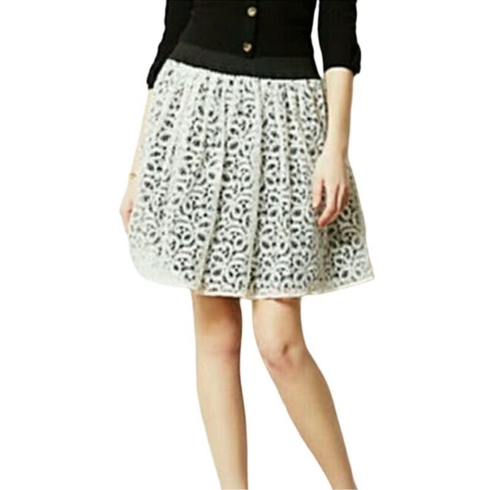 Anthropologie HD In Paris White Lace Mini Skirt